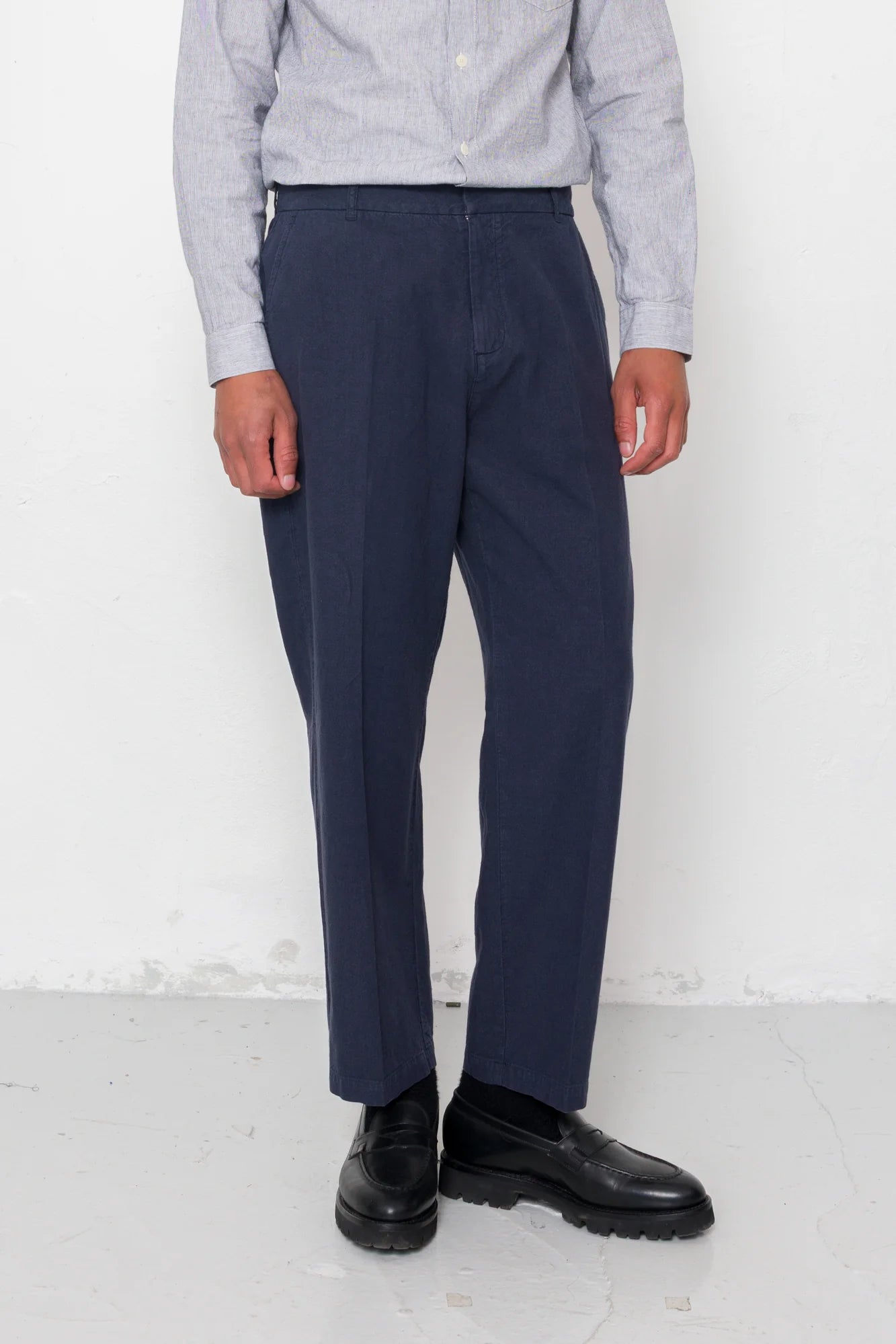 Lunar Suit Trouser - Dark Navy Cotton Linen