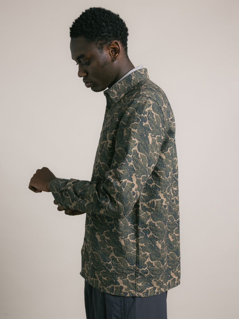 Taymount Overshirt - Olive Landscape Print