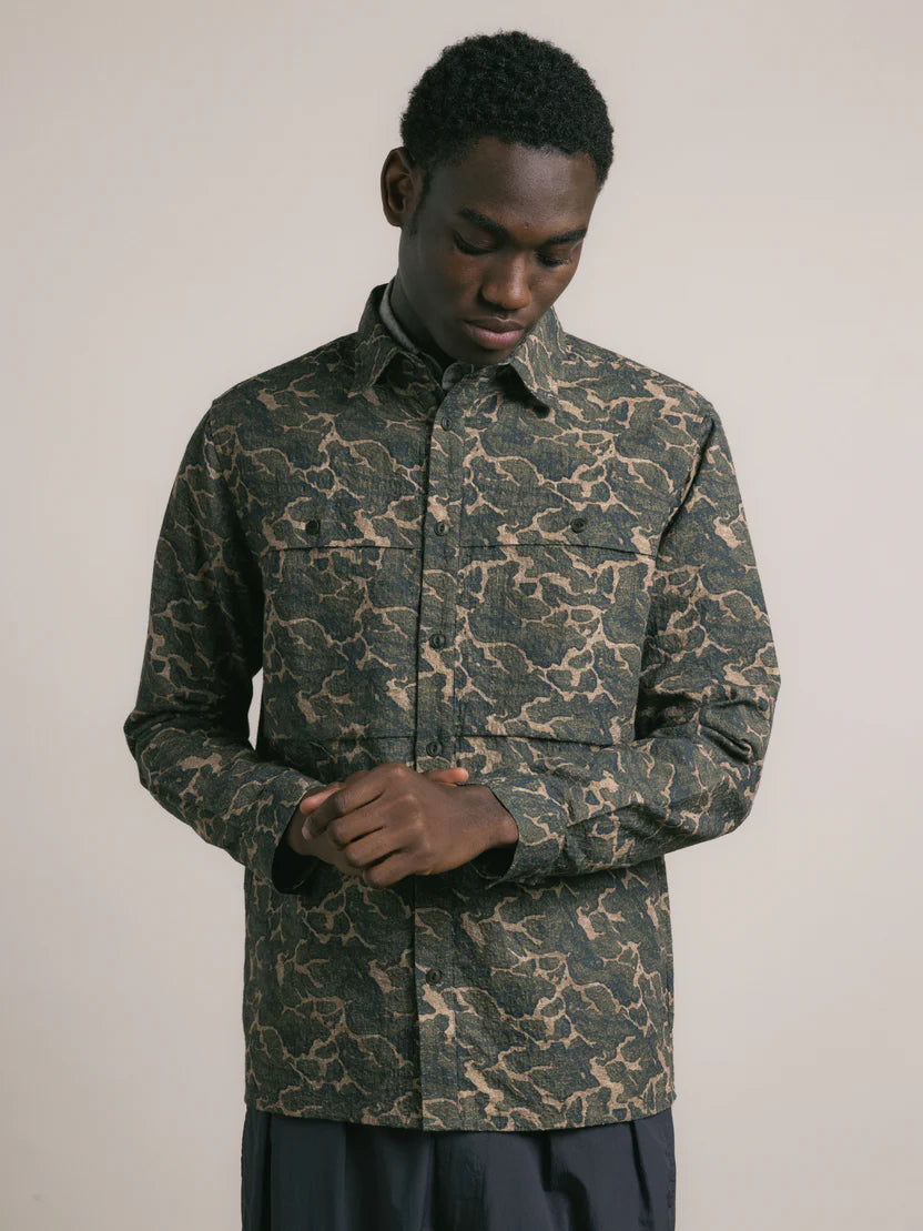 Taymount Overshirt - Olive Landscape Print