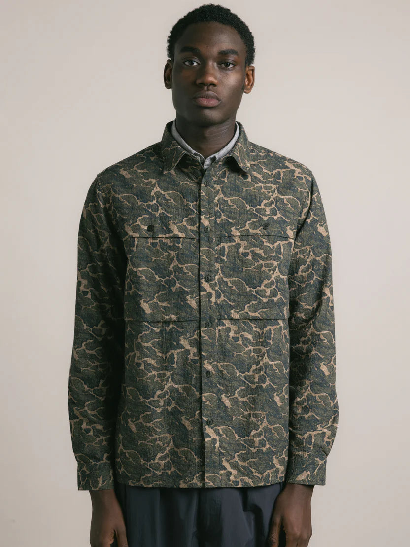 Taymount Overshirt - Olive Landscape Print