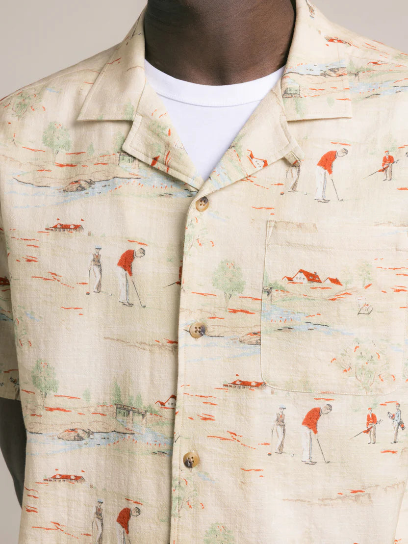 Crammond Shirt - Oatmeal Golf Print