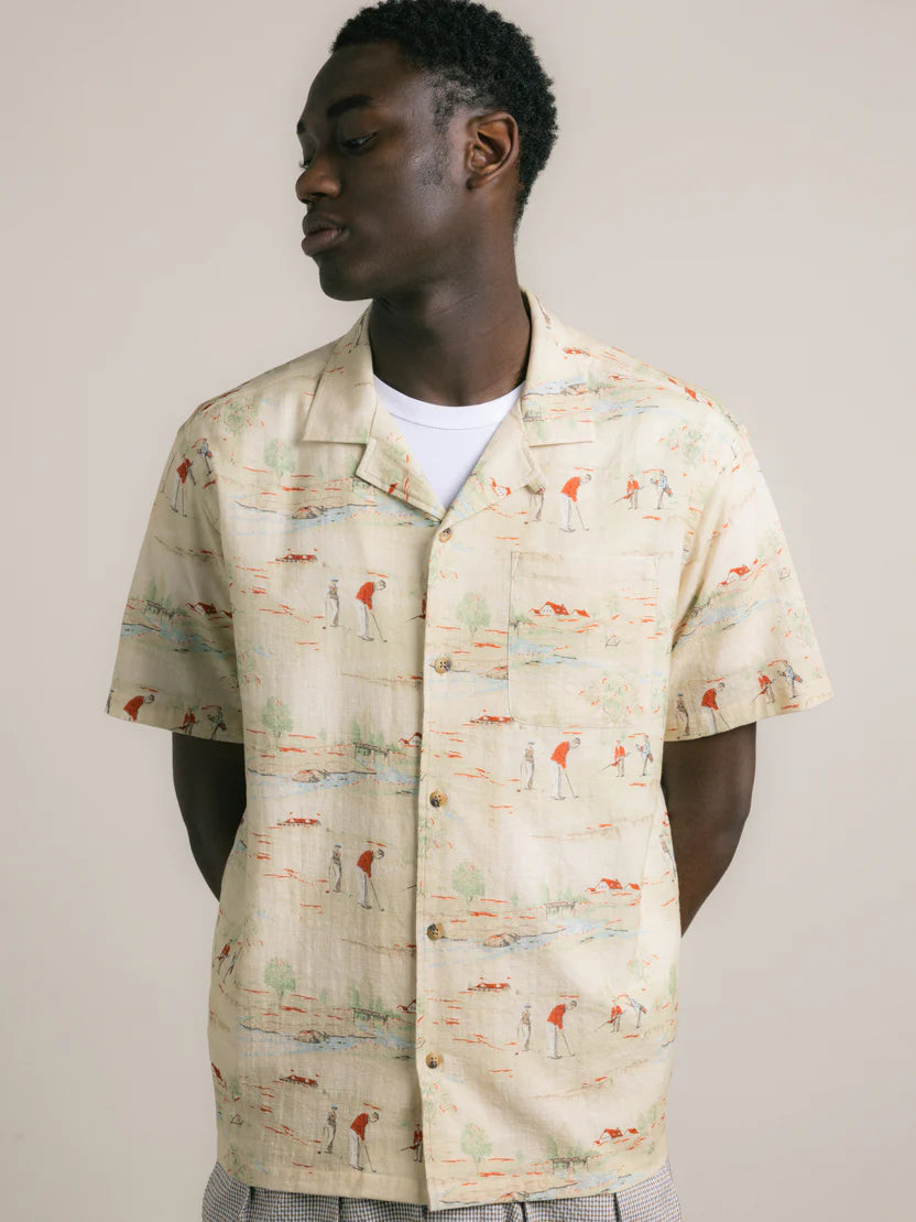 Crammond Shirt - Oatmeal Golf Print