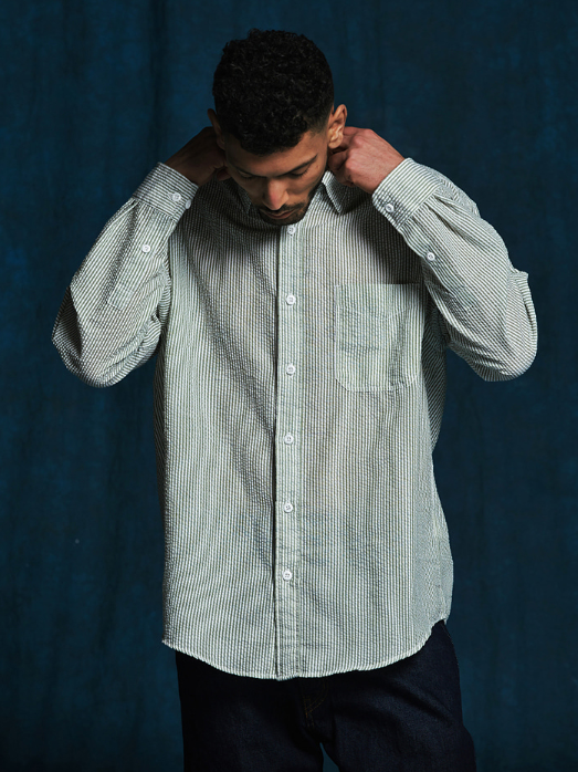 OG Stripe Seersucker Shirt - Green