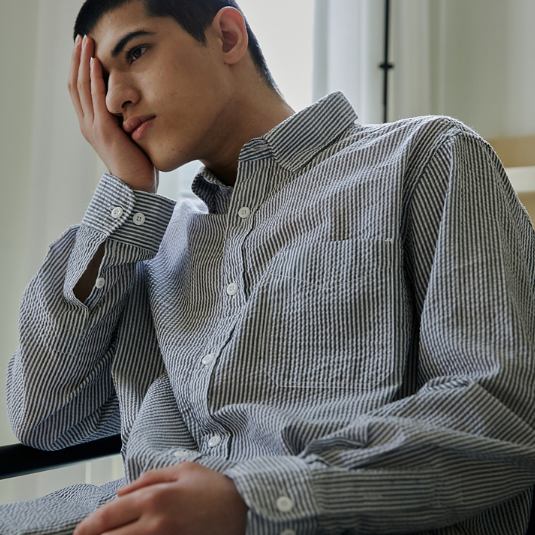 OG Stripe Seersucker Shirt - Black