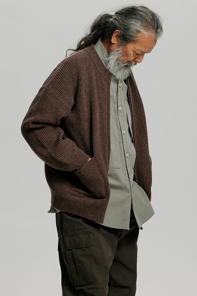 Wool Deck Zipup Cardigan - Choco Brown