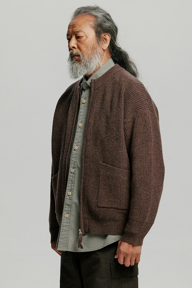 Wool Deck Zipup Cardigan - Choco Brown