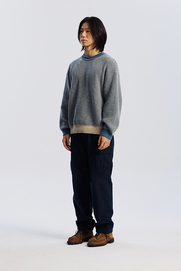 Rollneck Ringer Knit - Blue