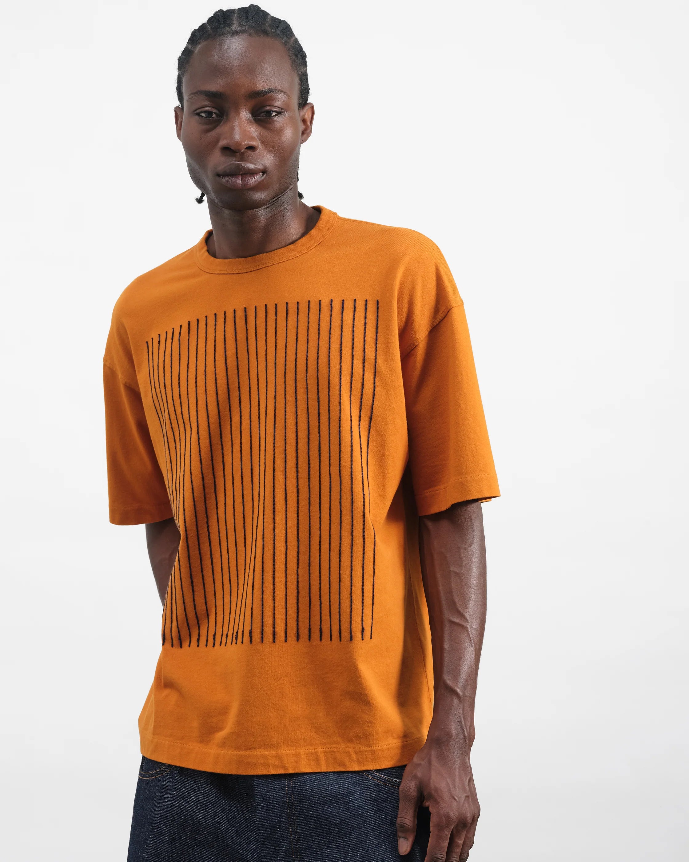 Triple T-Shirt - Orange Chainstitch Print