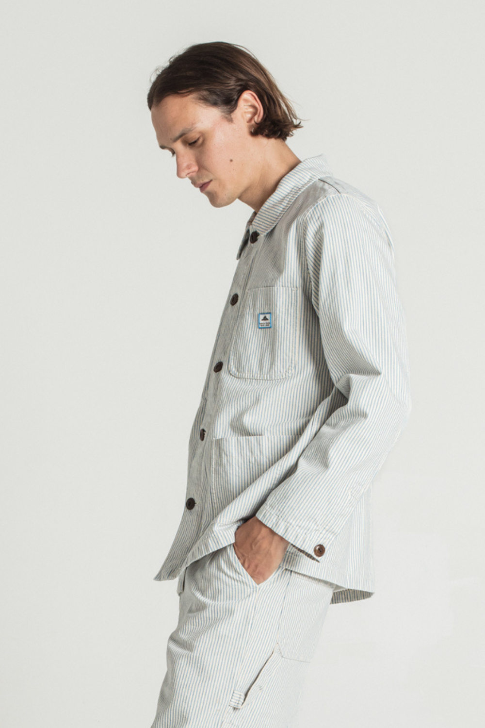 Vins Osk Work Jacket - Blue Stripe