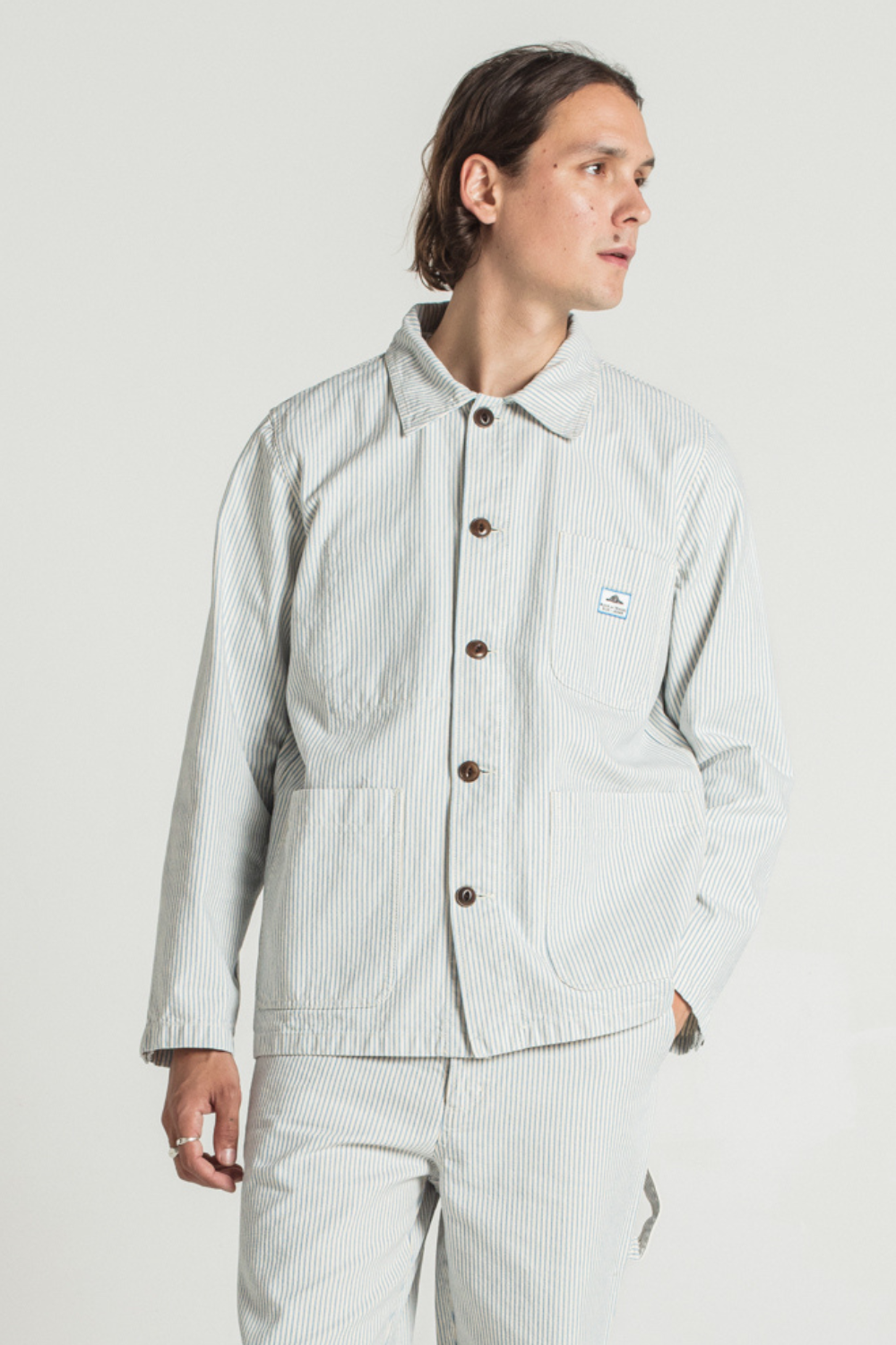 Vins Osk Work Jacket - Blue Stripe