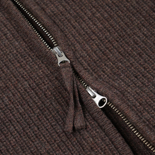 Wool Deck Zipup Cardigan - Choco Brown