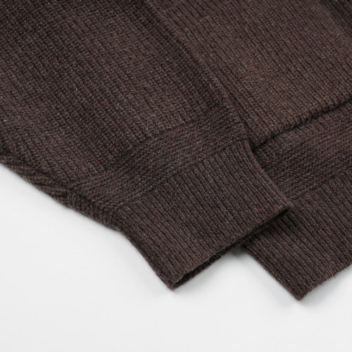 Wool Deck Zipup Cardigan - Choco Brown