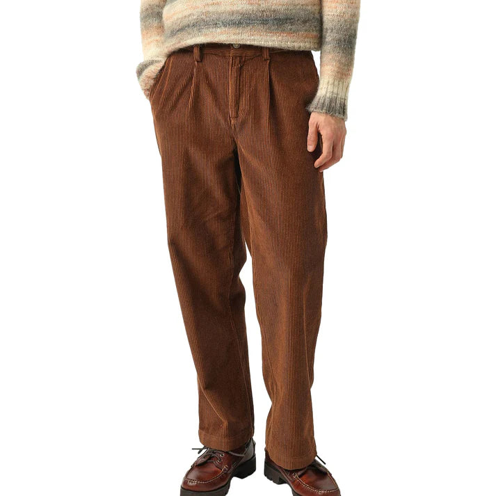 Cord Pleated Trouser - Brown