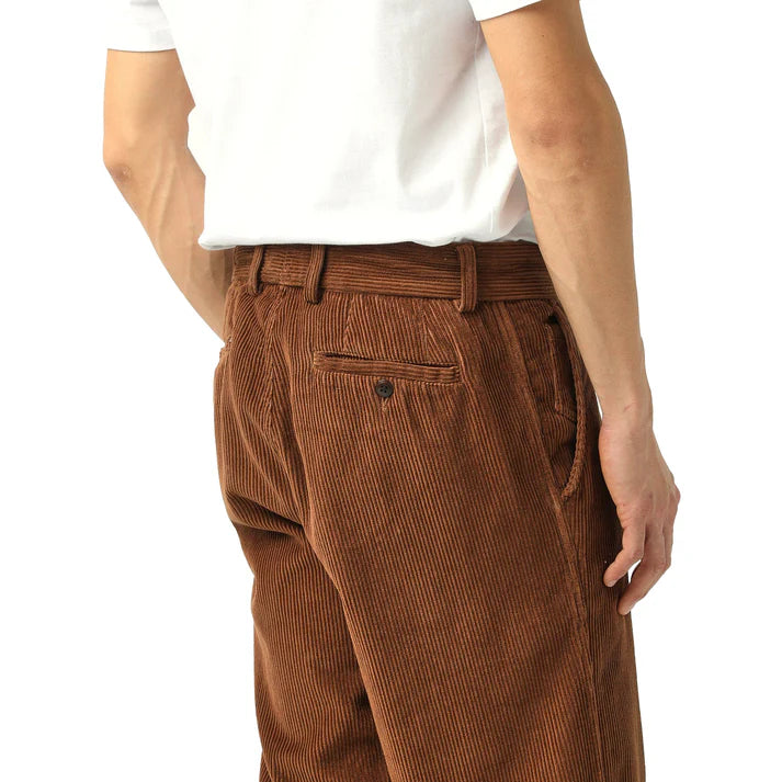Cord Pleated Trouser - Brown