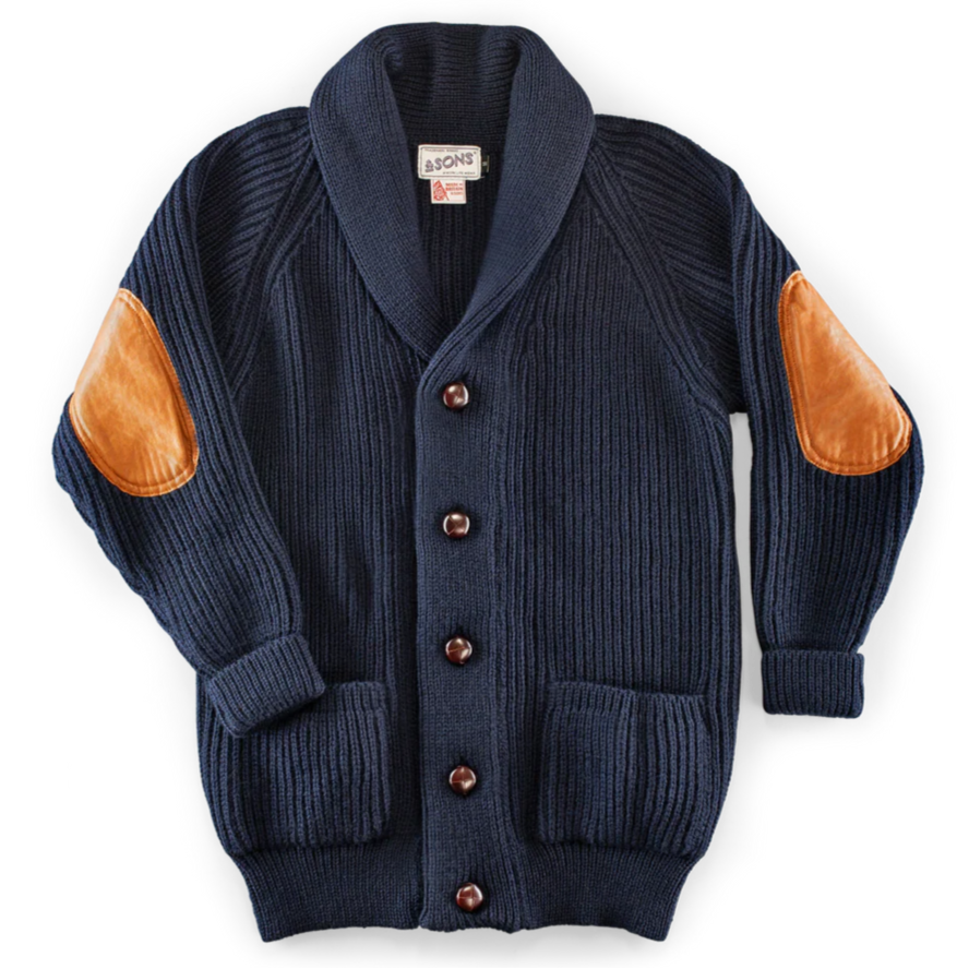 Buy online &Sons - Pioneer British Wool Cardigan - Navy