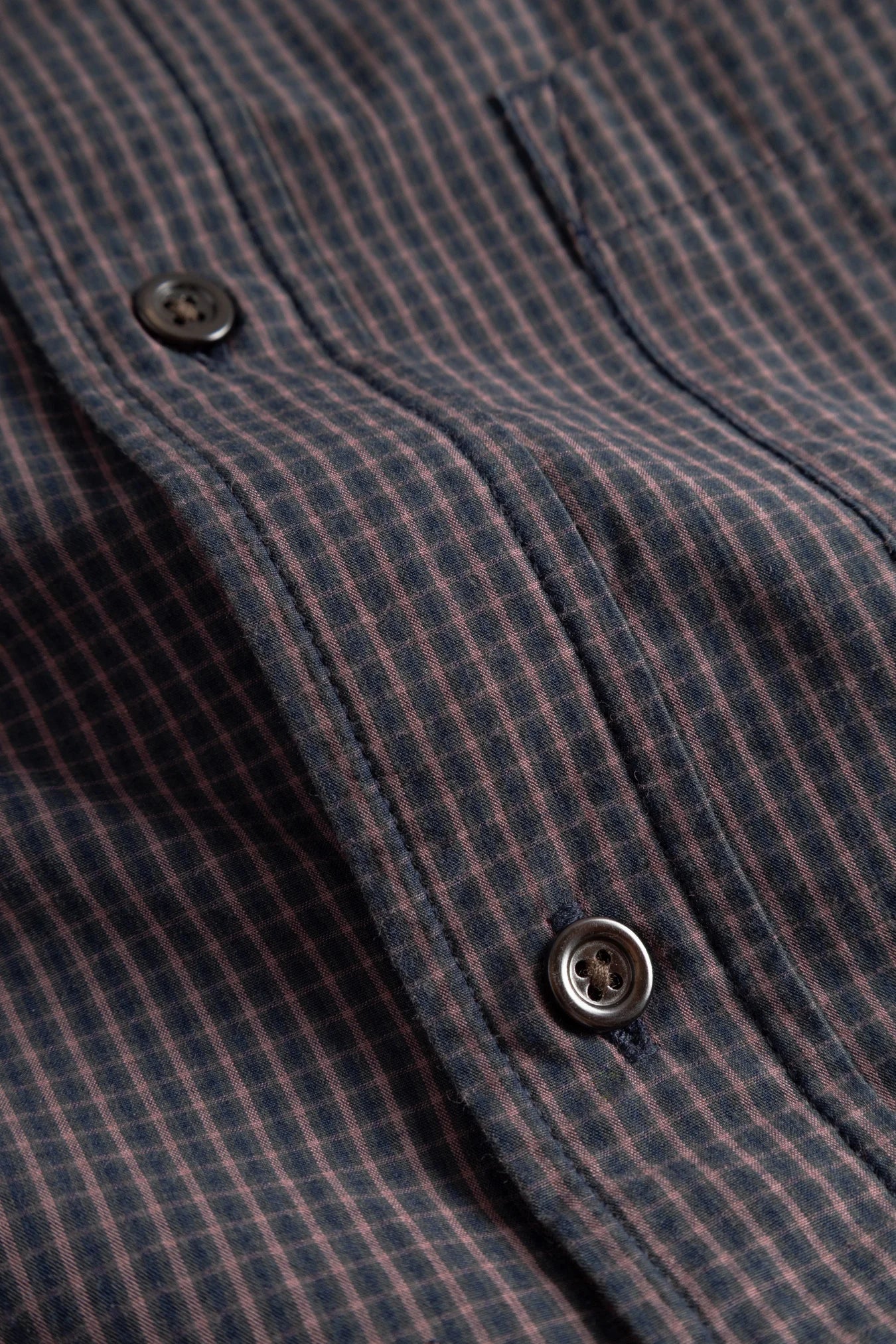 Kongshoved Poplin Mini Check Shirt - Dark Navy Check