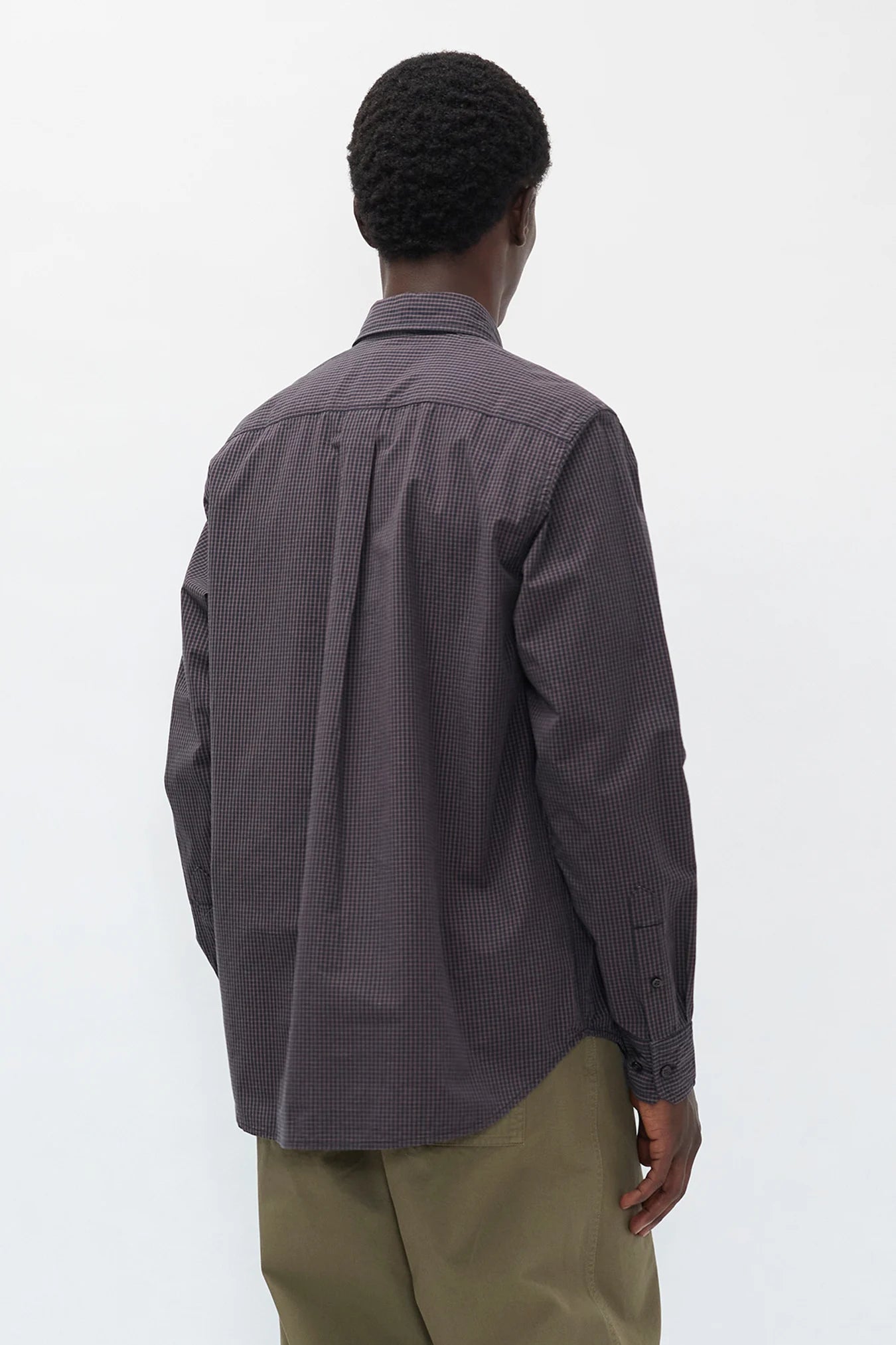 Kongshoved Poplin Mini Check Shirt - Dark Navy Check