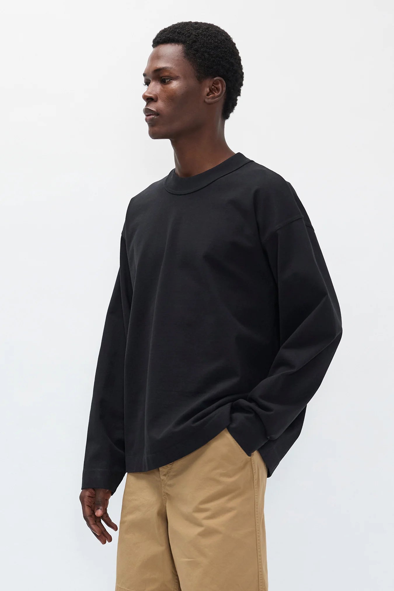 Isefjord Compact Cotton LS T-Shirt - Black