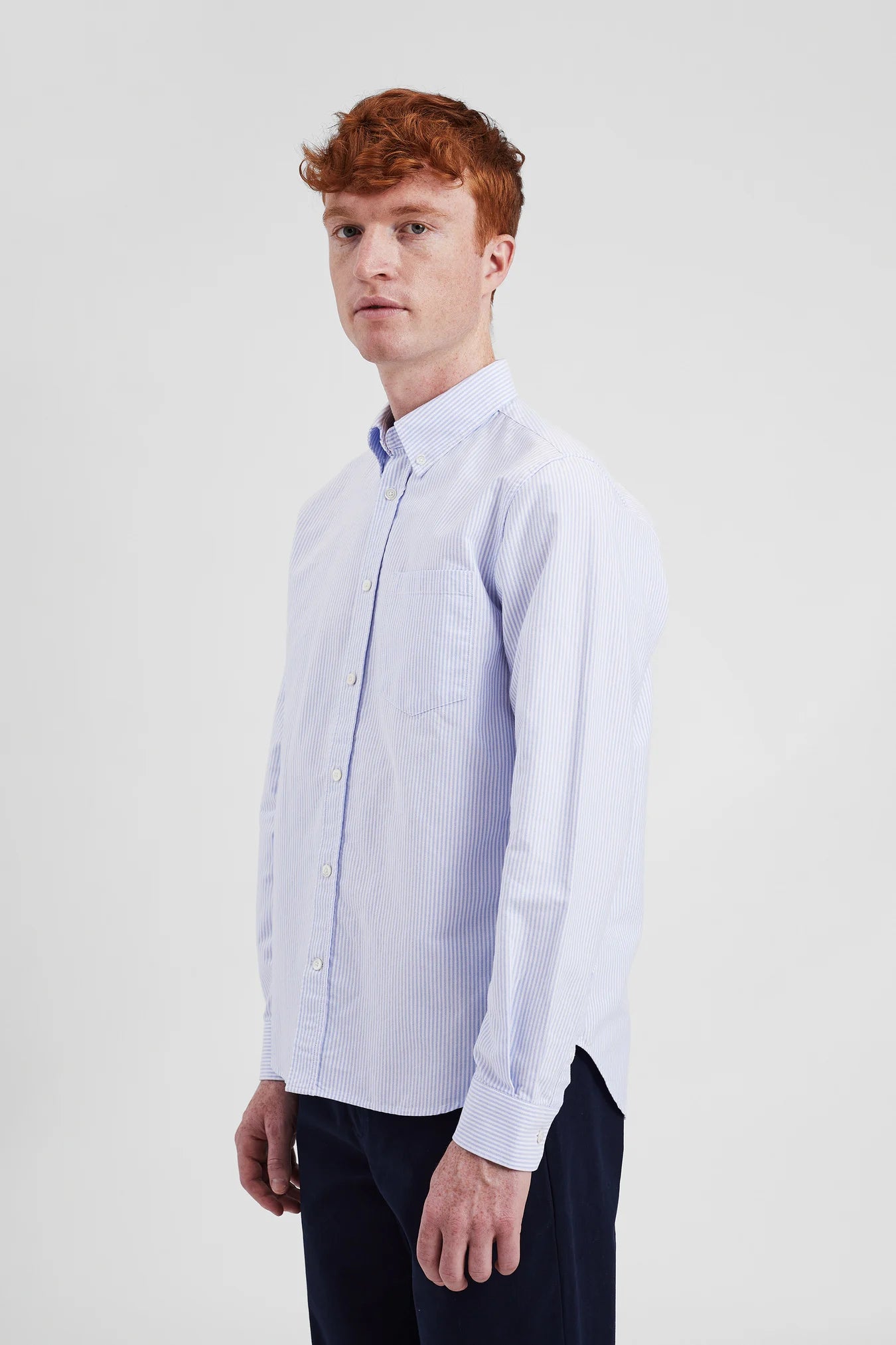 Norse Standard Oxford BD Shirt - Pale Blue Stripe