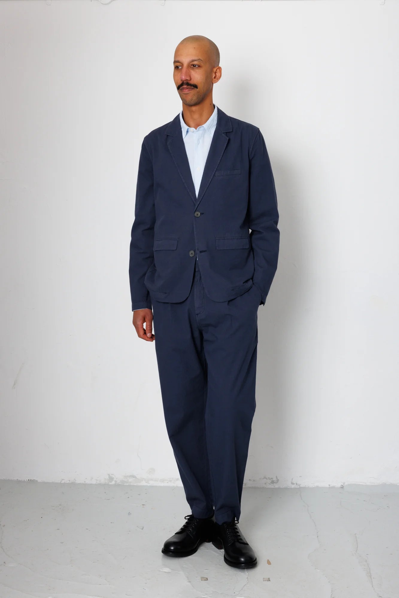 Assembly Suit Trousers - Soft Navy Mini Stripe