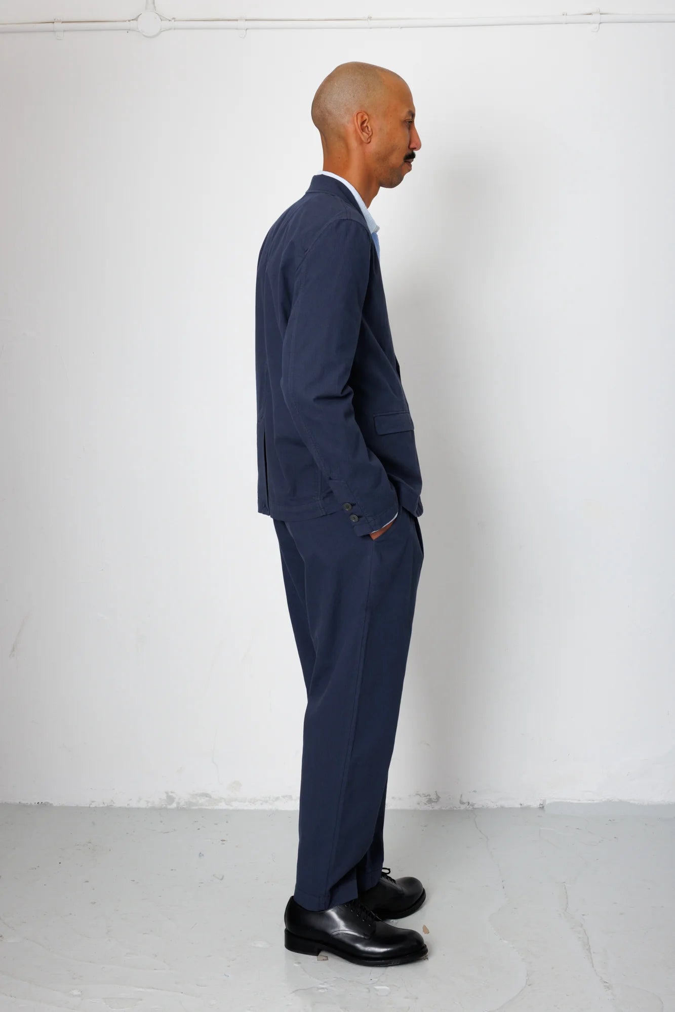 Assembly Suit Trousers - Soft Navy Mini Stripe