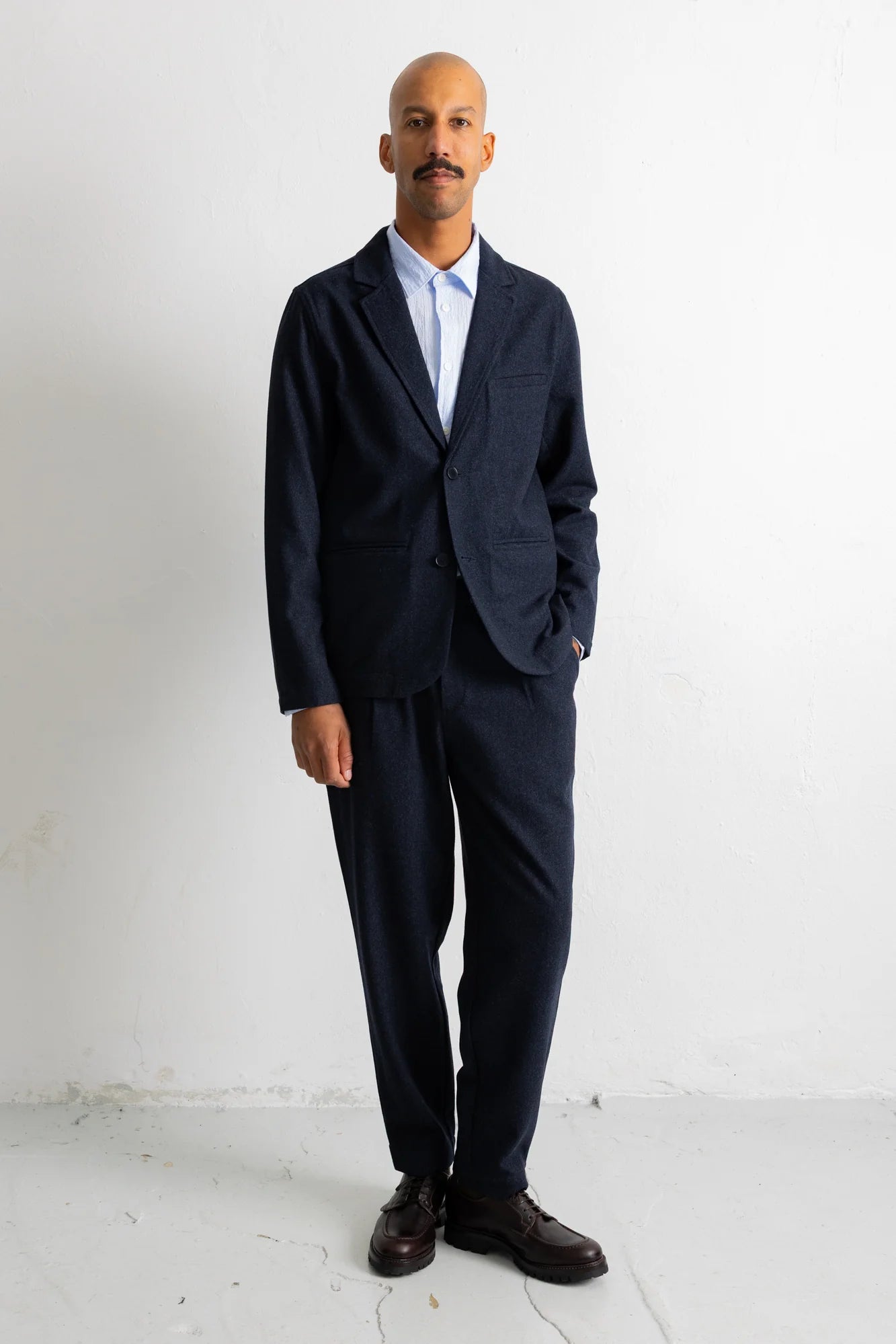 Assembly Suit Trouser - Dark Navy Melange Wool