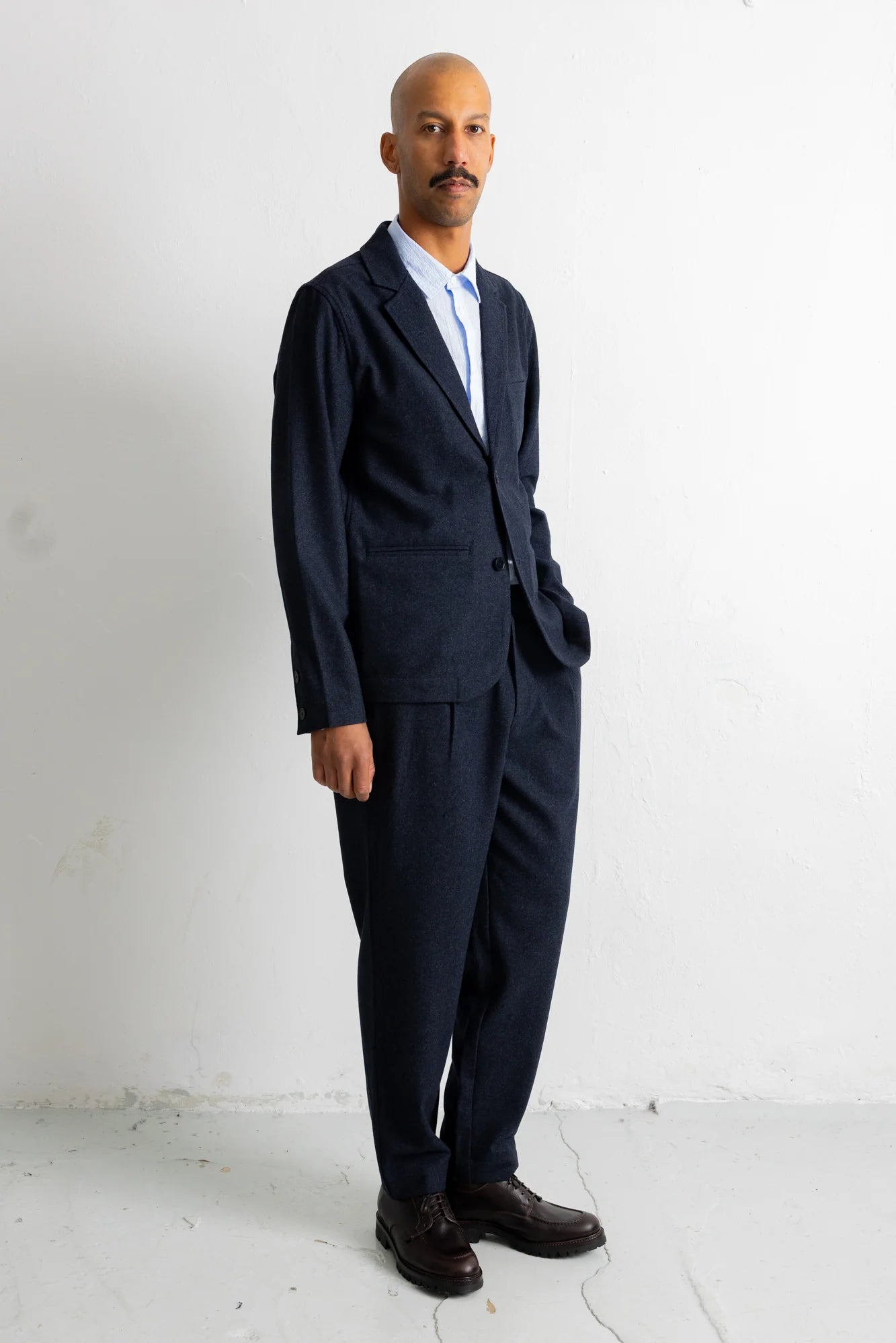 Assembly Suit Trouser - Dark Navy Melange Wool