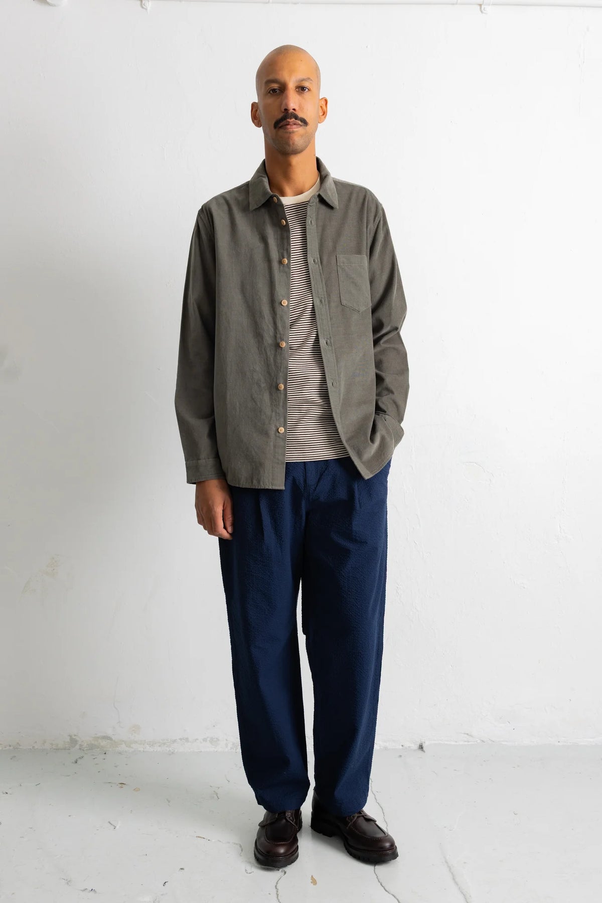 Direction Babycord Shirt - Dark Sage