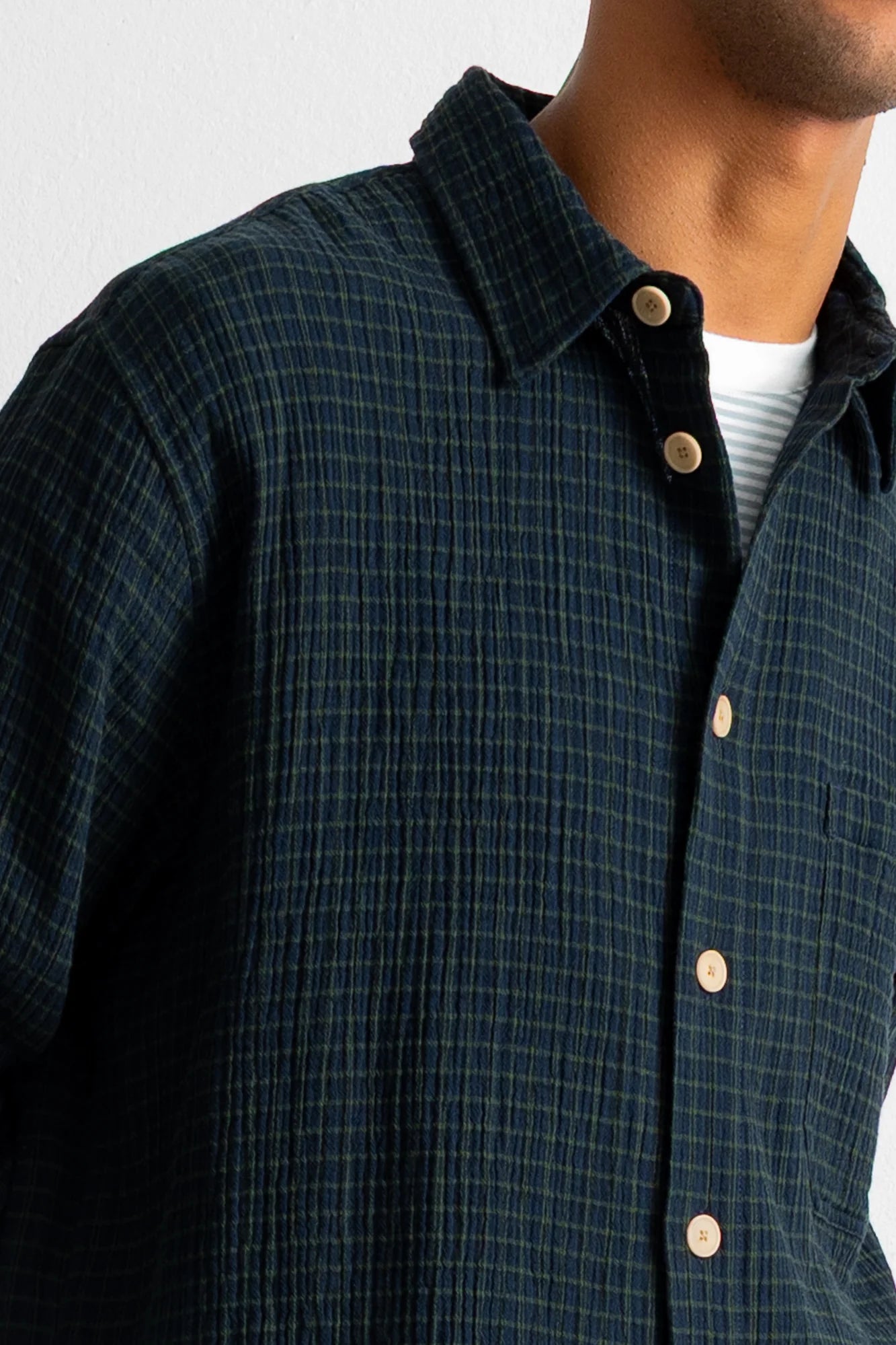 Easy Fit Shirt - Navy Crinkle Check