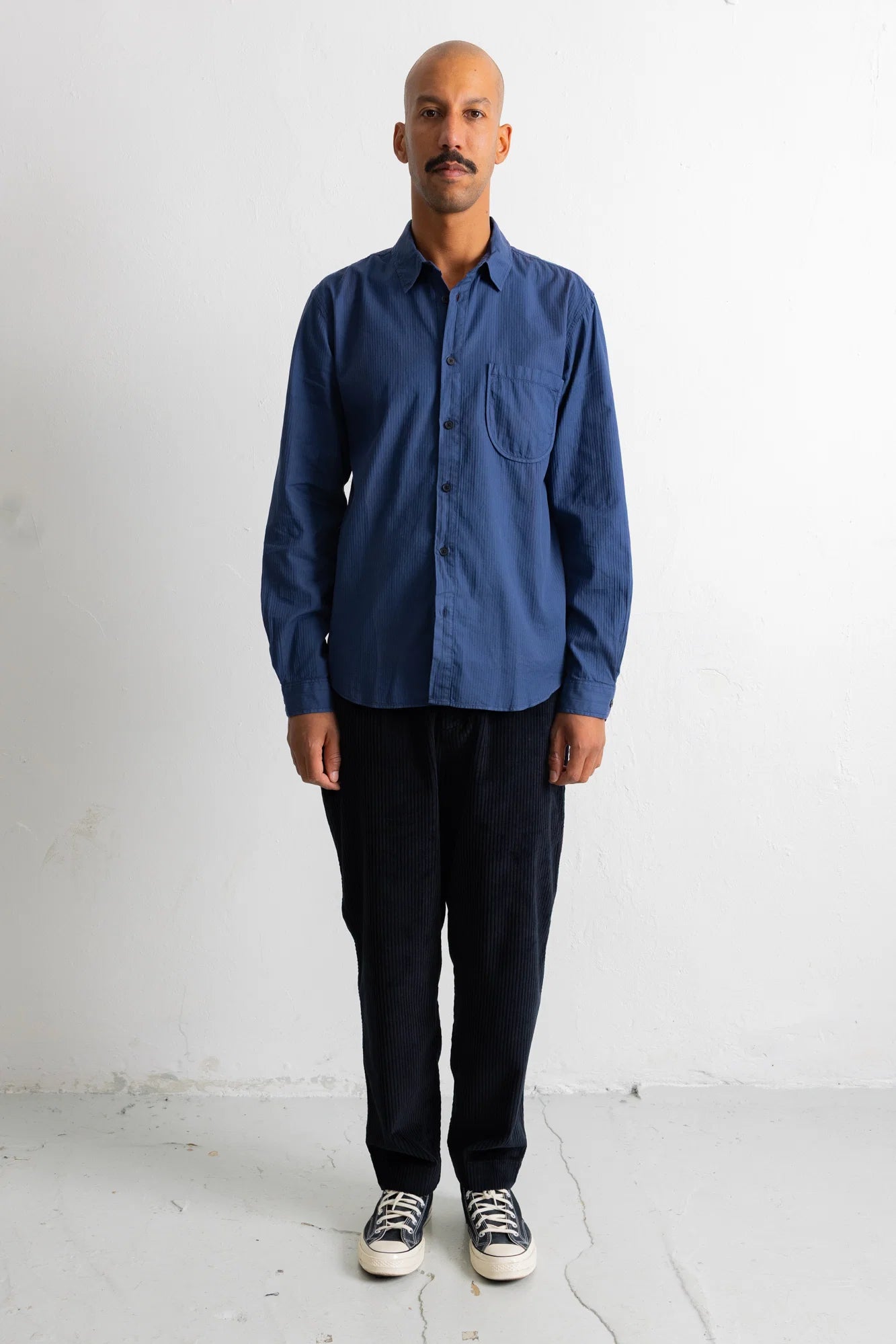 Herringbone Curve Shirt - Soft Navy