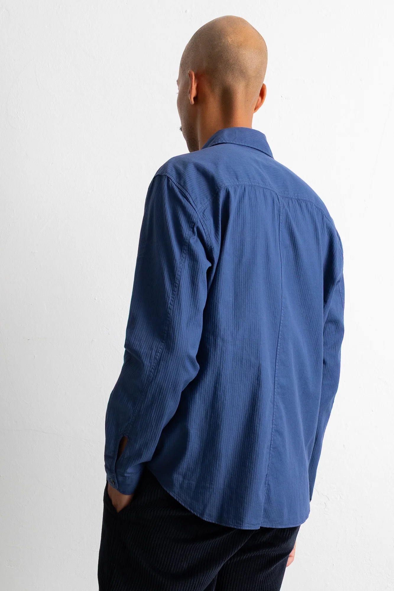 Herringbone Curve Shirt - Soft Navy