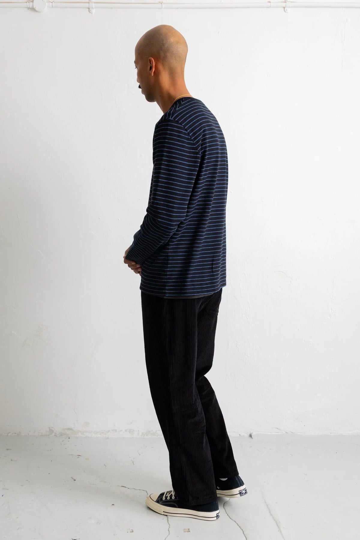 Textured Stripe T-Shirt - Black/Soft Blue