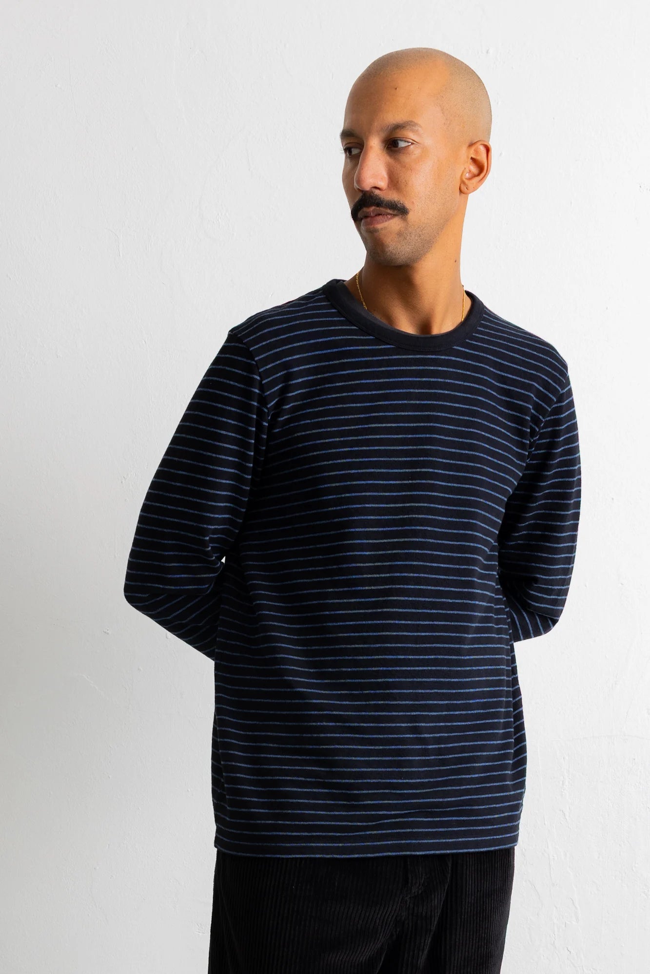 Textured Stripe T-Shirt - Black/Soft Blue