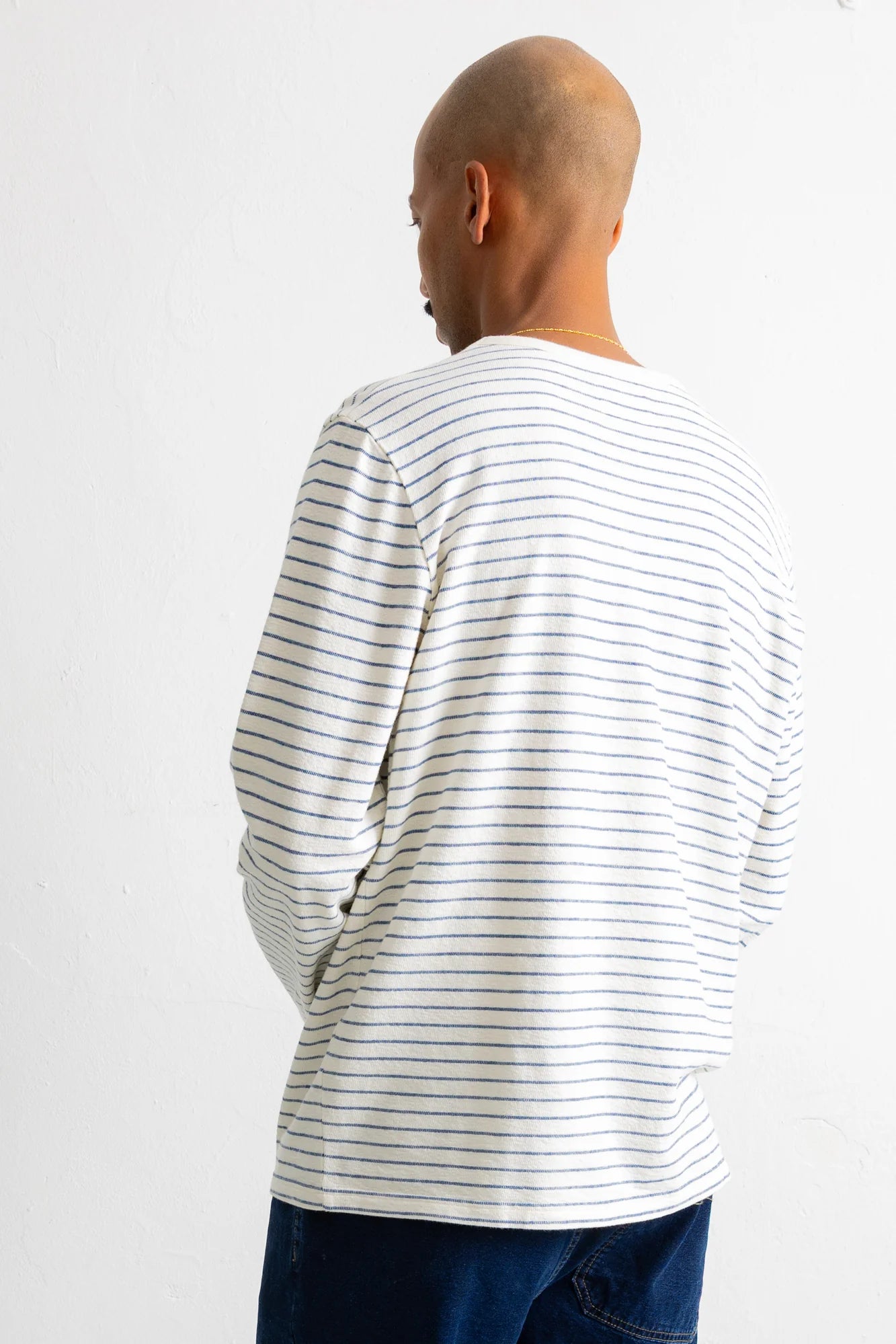 Textured Stripe T-Shirt - Ecru/Soft Blue
