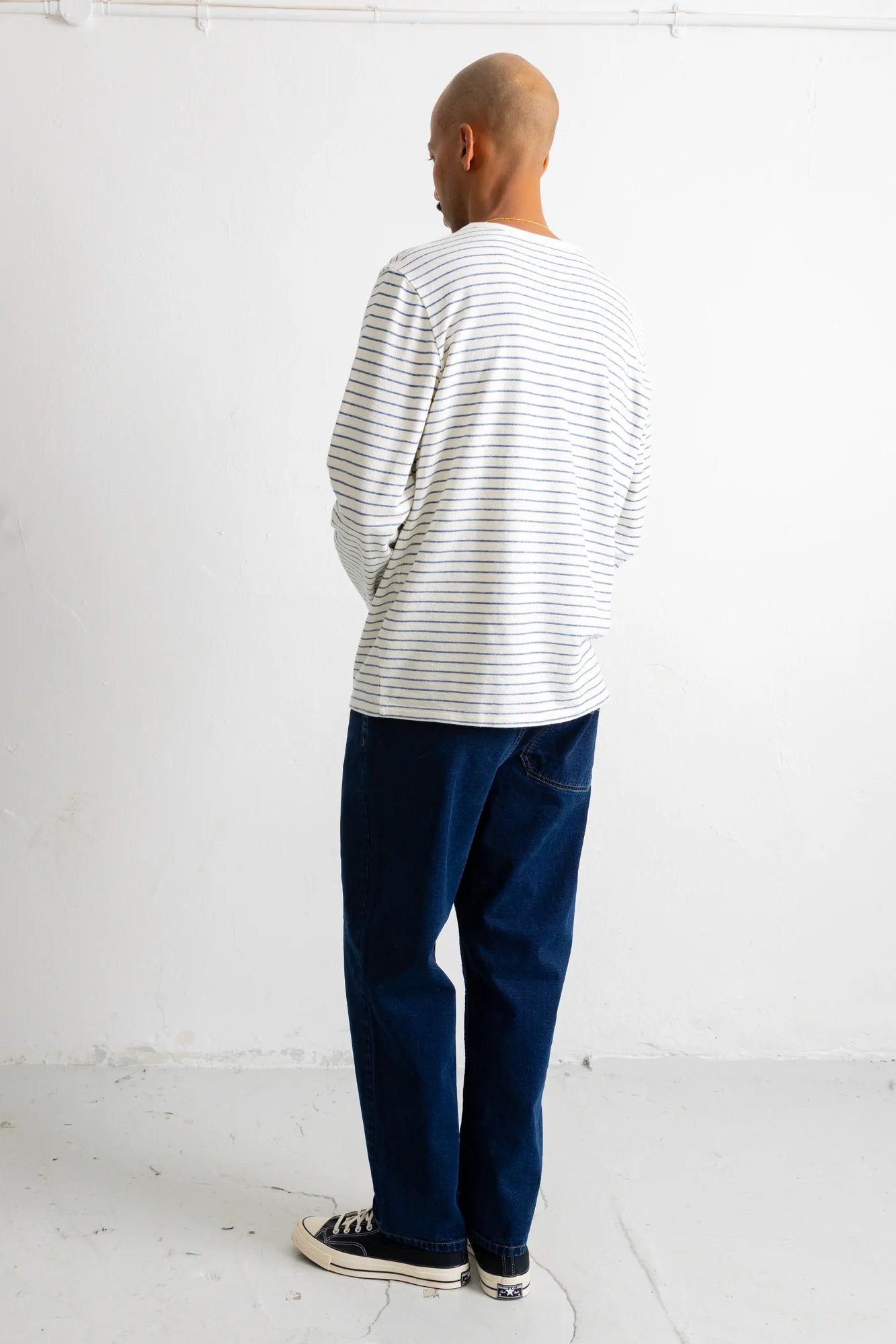 Textured Stripe T-Shirt - Ecru/Soft Blue