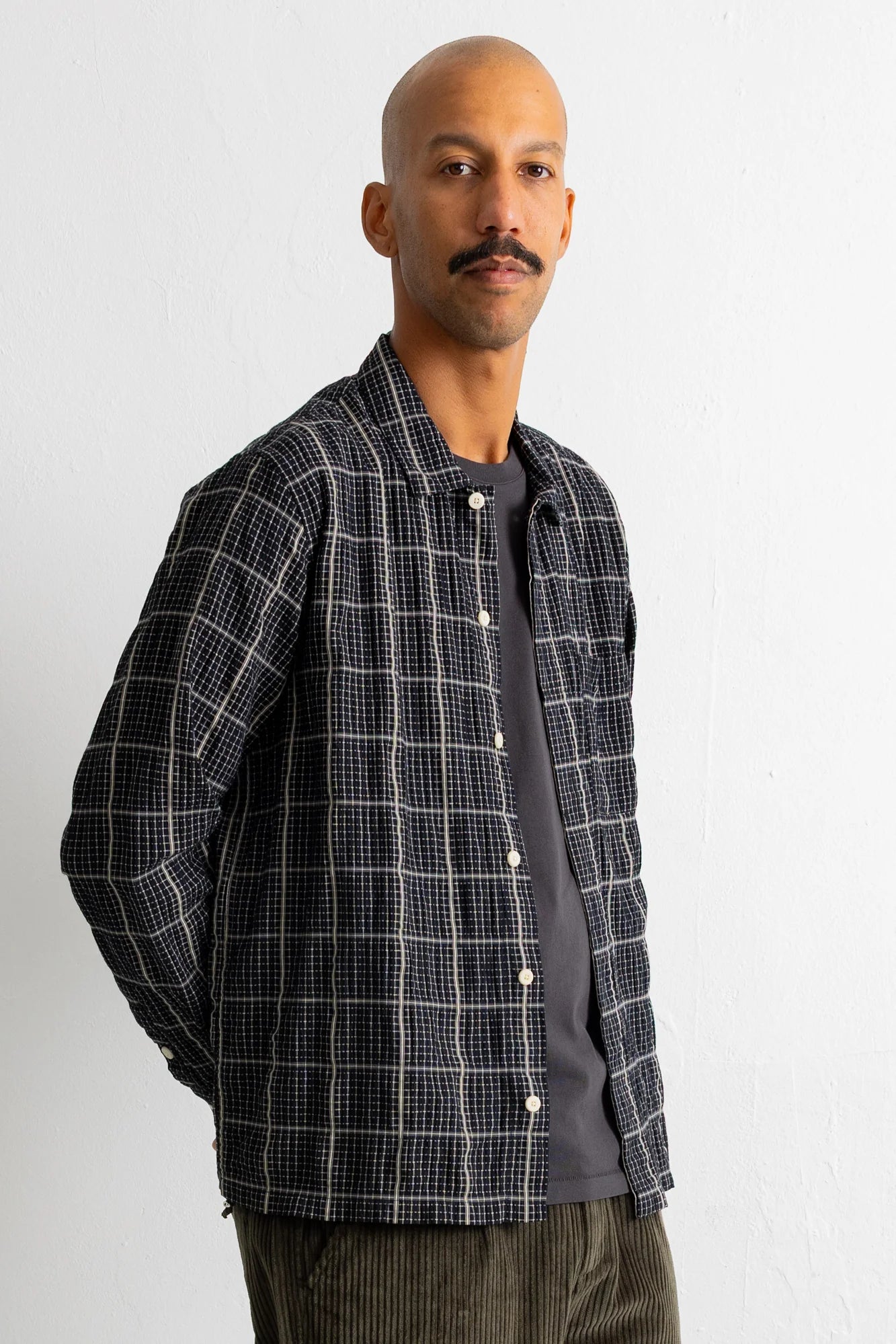 Patch Shirt - Black Windowpane Check
