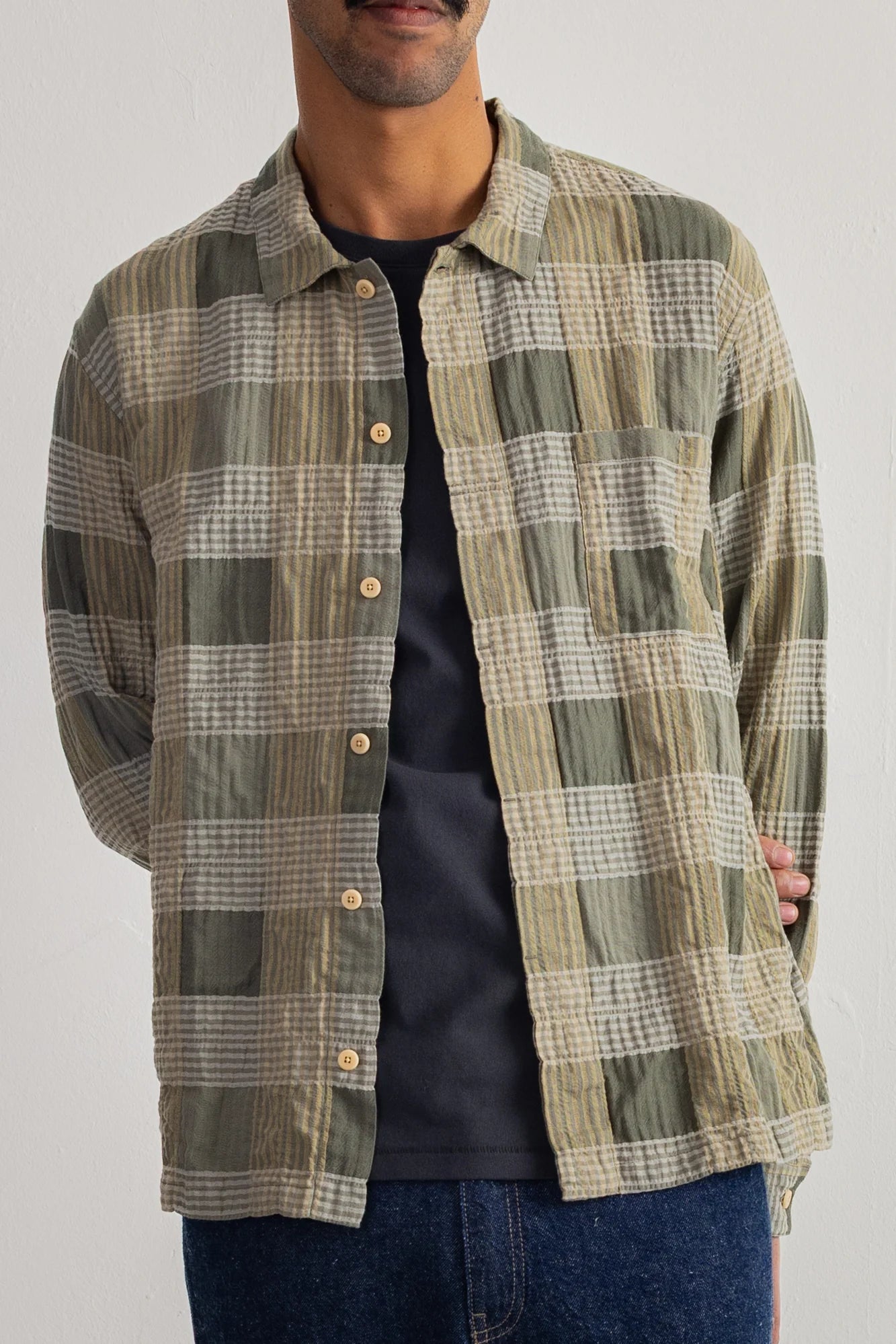 Patch Shirt - Sage Multicheck