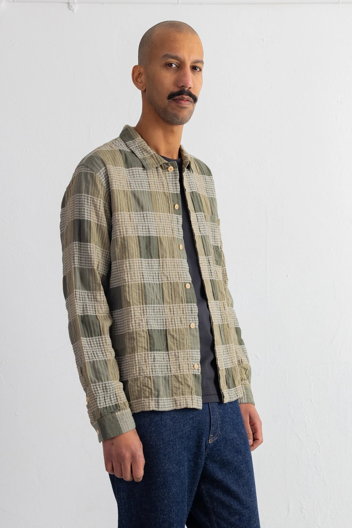 Patch Shirt - Sage Multicheck