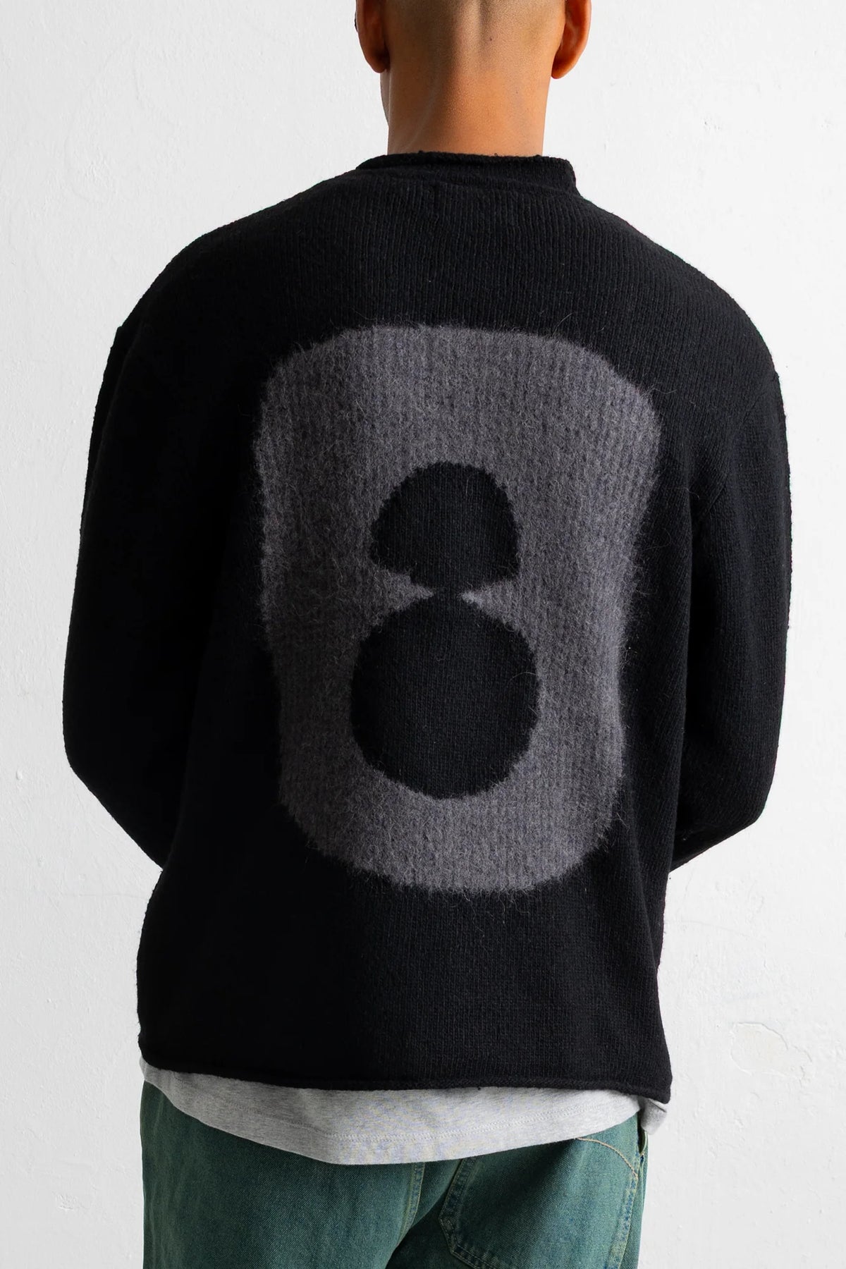 Slouch Crew - Black Charcoal Cast Intarsia