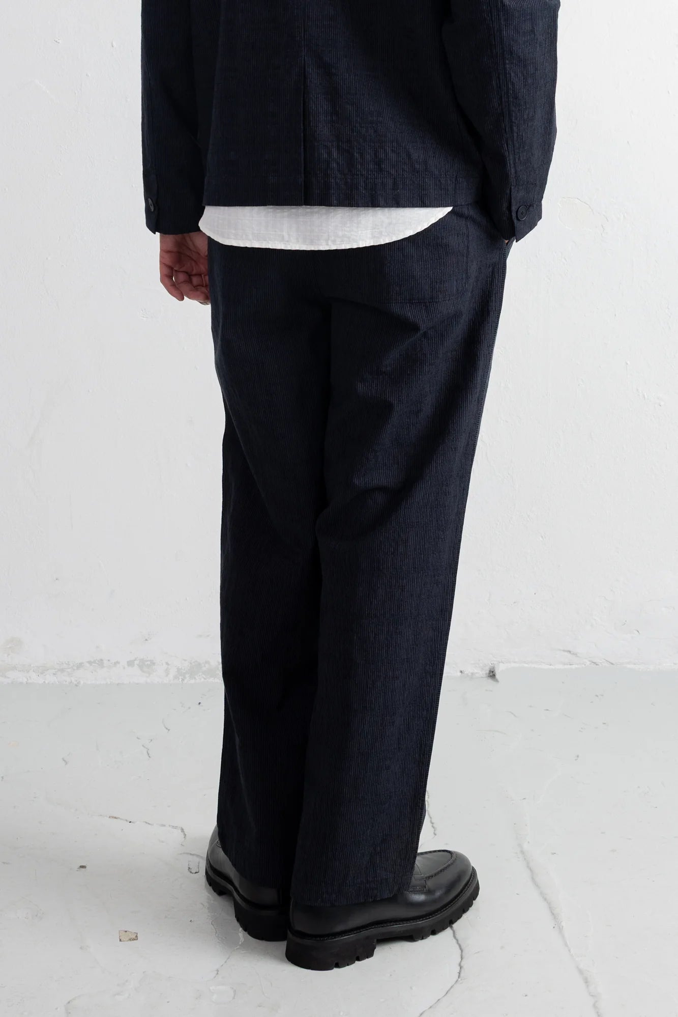 Wide Fit Trouser - Black Charcoal Stripe