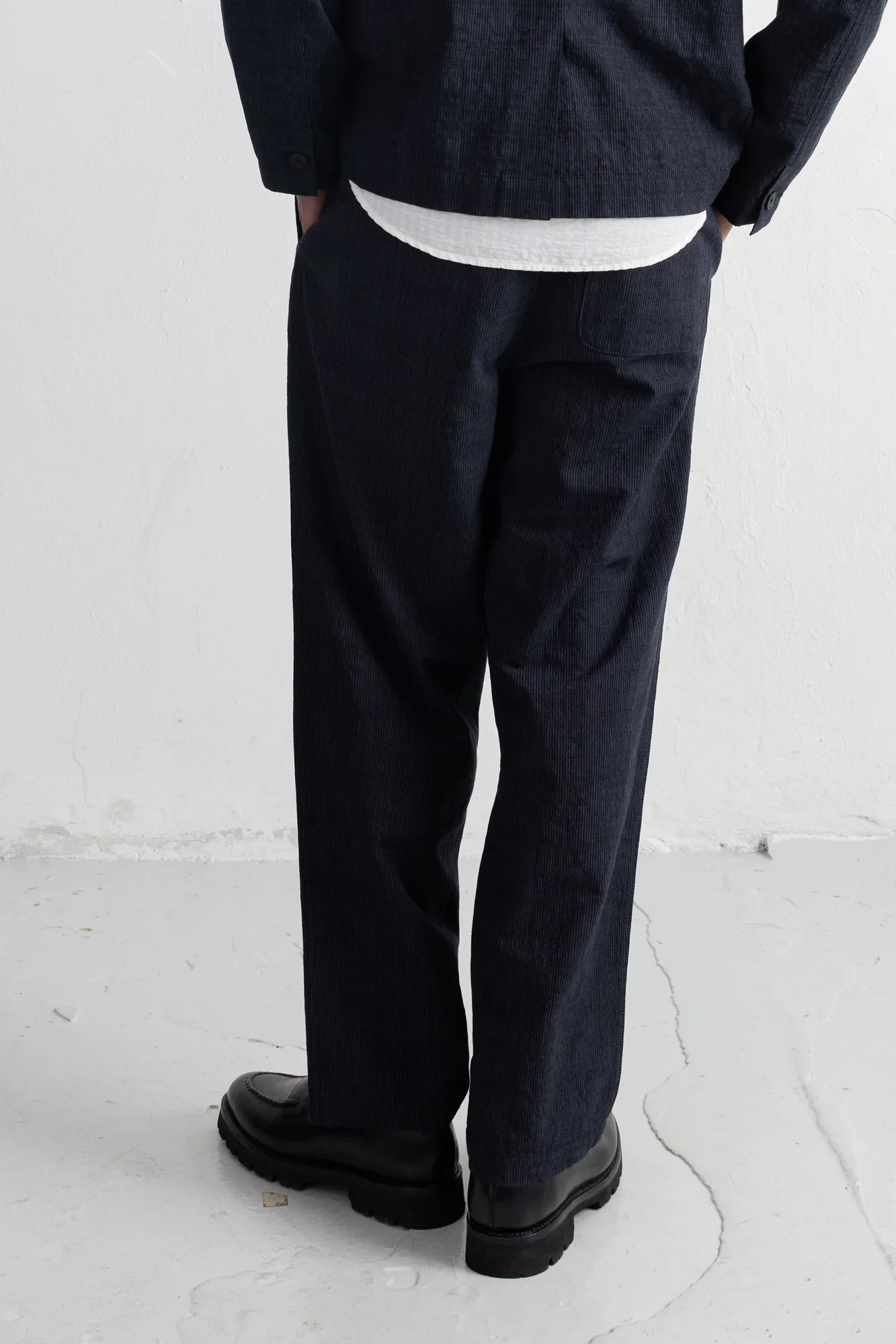 Wide Fit Trouser - Black Charcoal Stripe