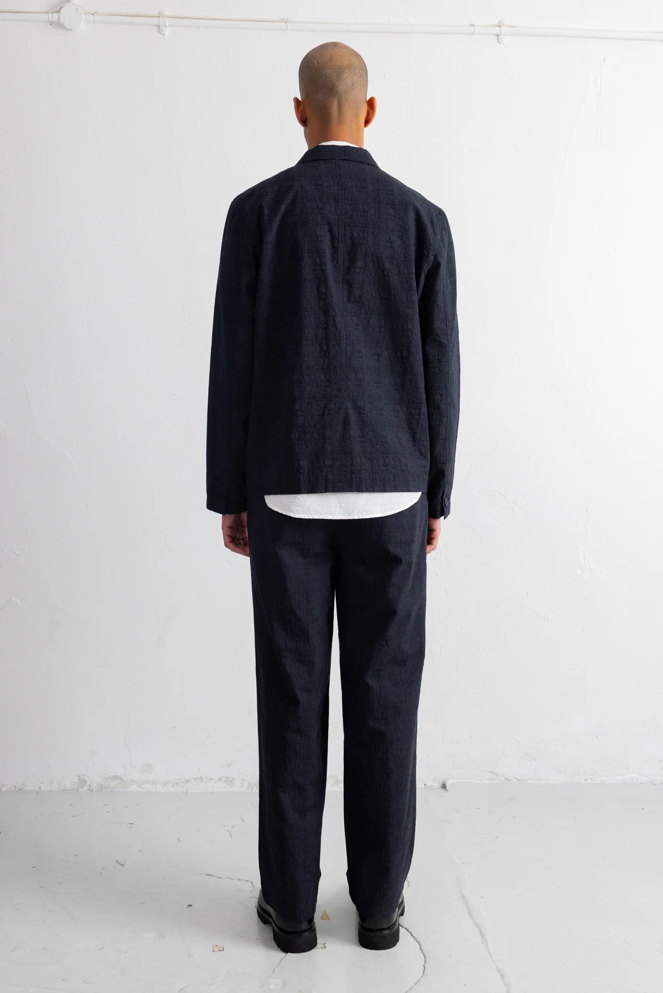 Wide Fit Trouser - Black Charcoal Stripe