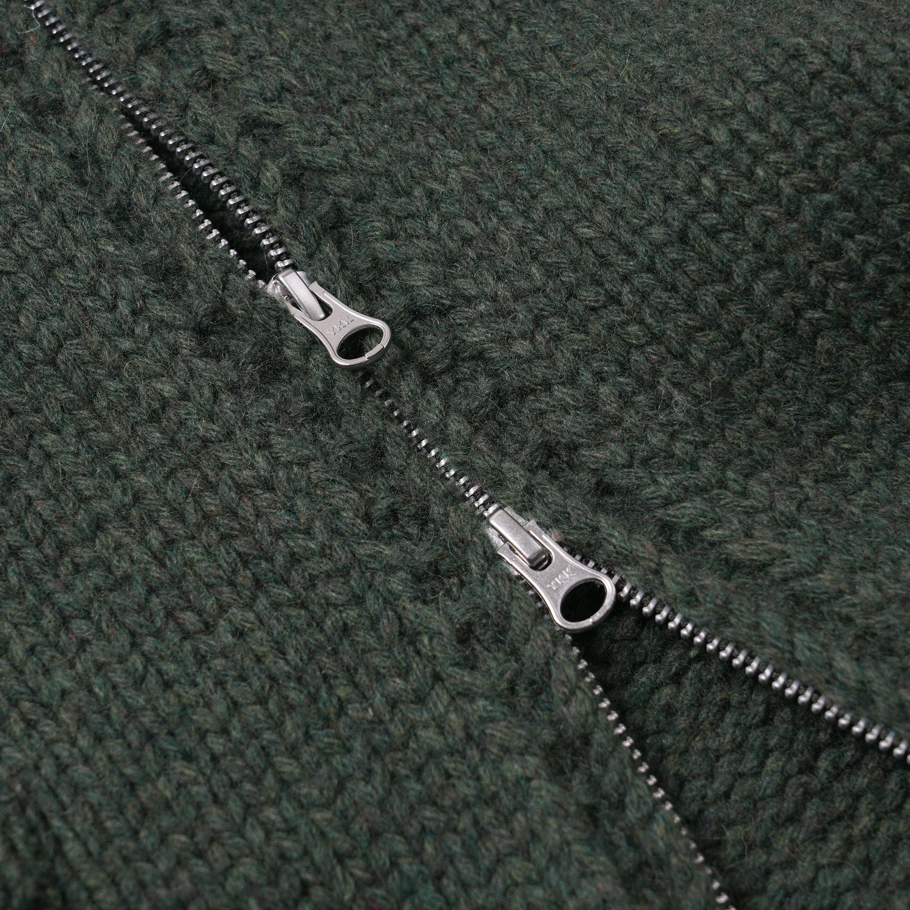 Wool Heavy Cowichan Zipup Cardigan - Forest Green