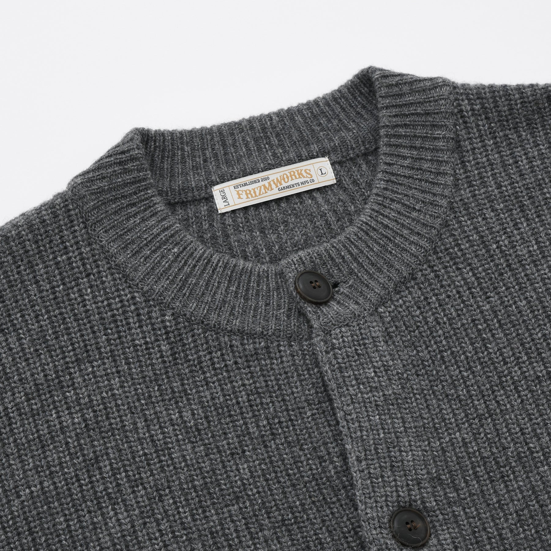 Wool Heavy Wool Round Cardigan - Dark Grey