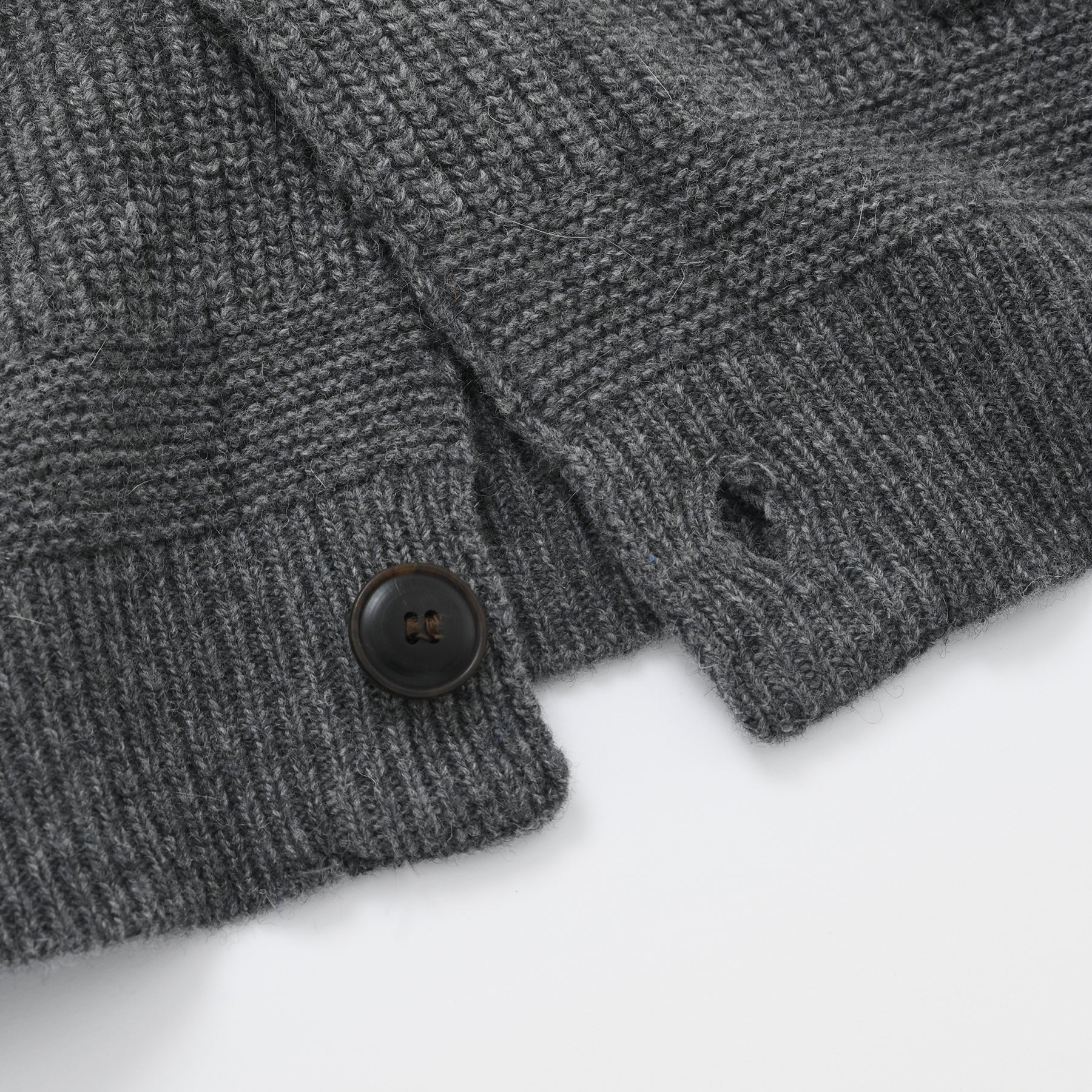 Wool Heavy Wool Round Cardigan - Dark Grey