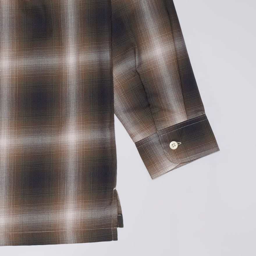 Open Collar Shirt - Brown/Grey