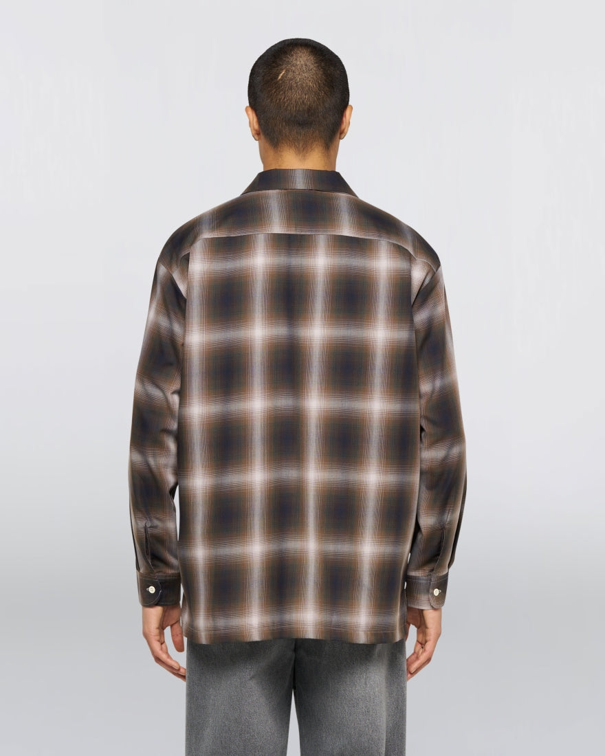 Open Collar Shirt - Brown/Grey