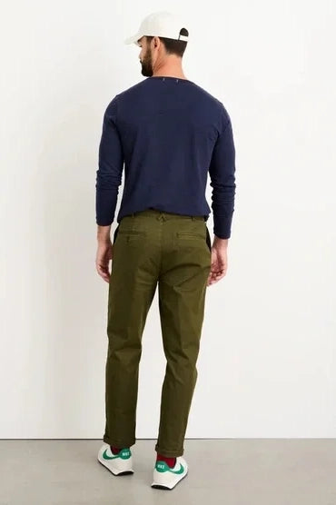 Slub Cotton Long Sleeve T-Shirt - Navy