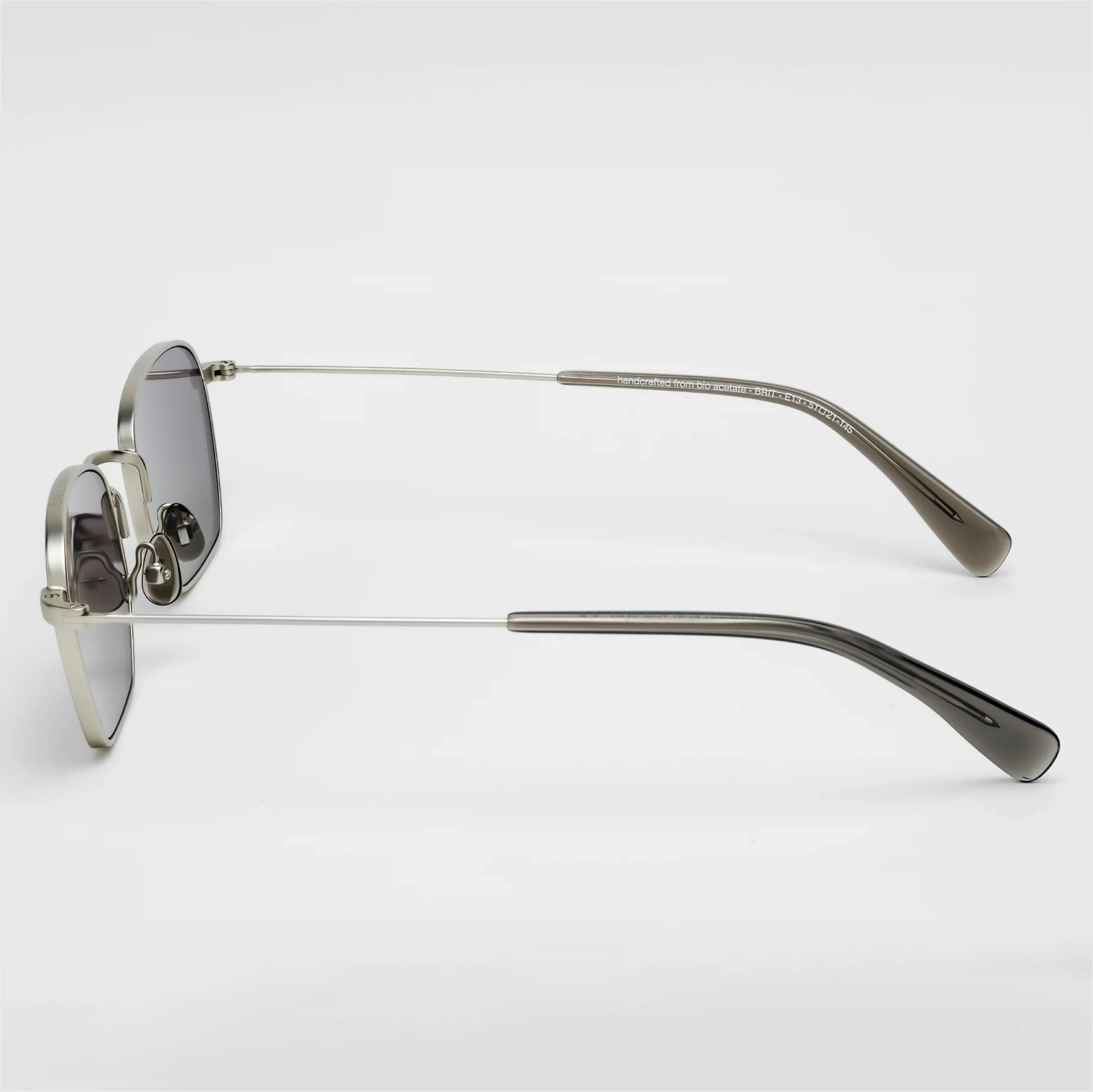 BRIT E13 Sunglasses - Matte Silver & Black Polarised Lens