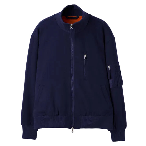 Reversible Army Bomber Jacket - Navy Mowbray Wool